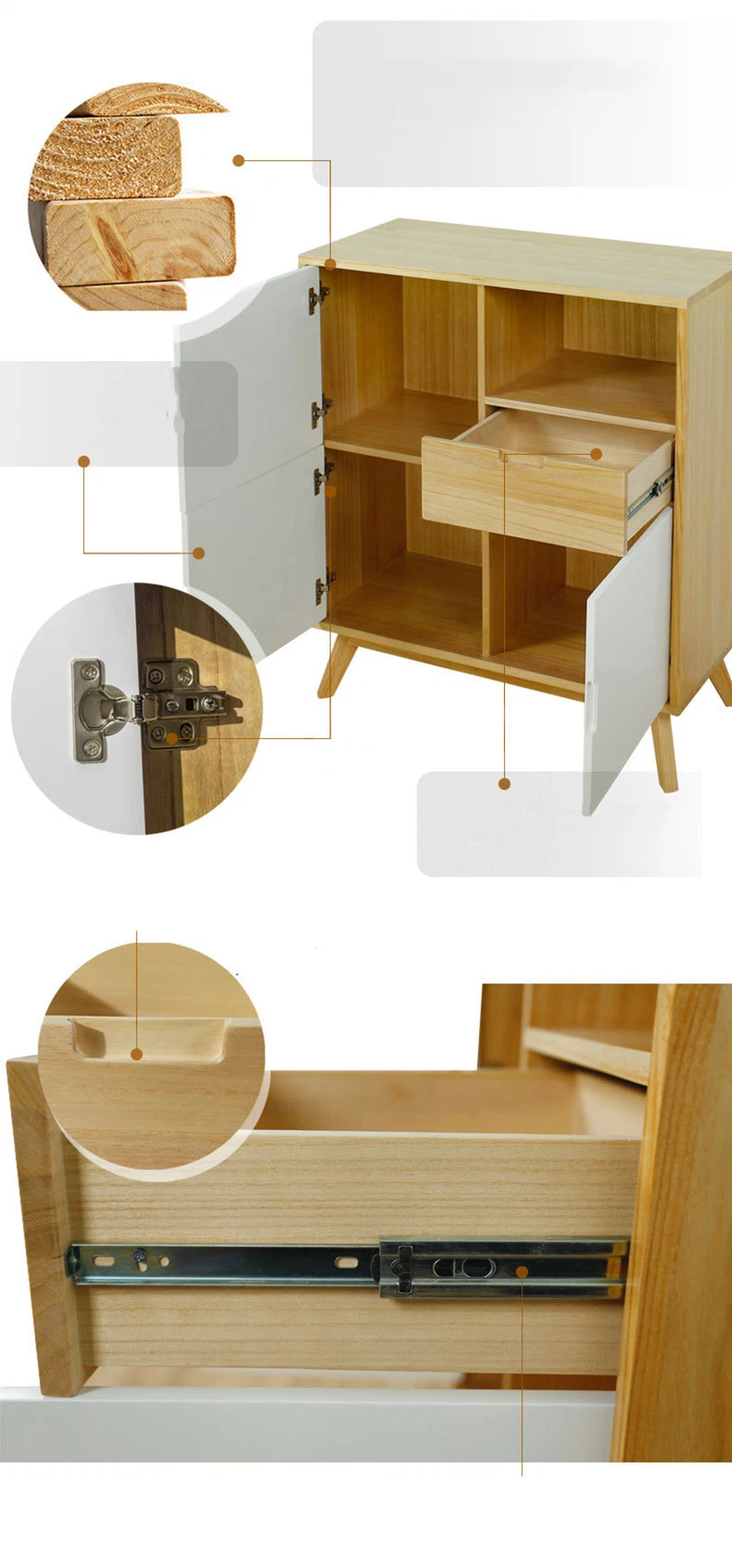 Nordic Solid Wood Post-Modern Minimalist Storage Sideboard 0506