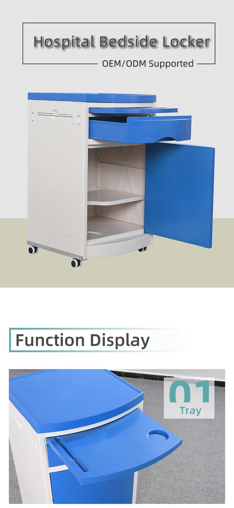 Customized Medical Appliance Bedside Locker Medication Cabinet Bedside Table for Hospital