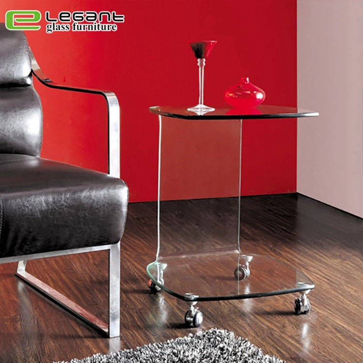 Modern Bent Glass Side Table in Clear Color
