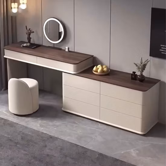 Charging Makeup Vanity Set Schminktisch mit verschiebbarem, beleuchtetem Spiegel und abschließbaren Schubladen