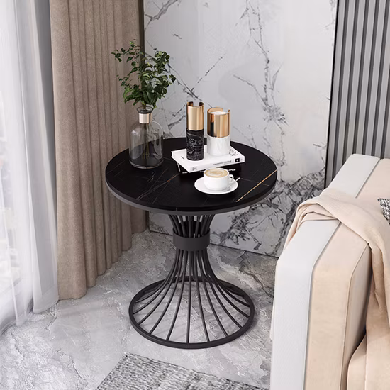 Couchtisch und Beistelltisch mit gesinterter Steinplatte, luxuriöser Marmor, moderner Gold-Edelstahl für das Wohnzimmer