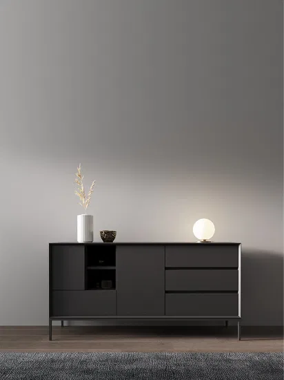 Wohnzimmermöbel, moderne klassische Möbel, Restaurant, Hotel, Buffet, Aufbewahrungsschrank, schwarzes Licht, luxuriöses Sideboard mit Eisenbeinen