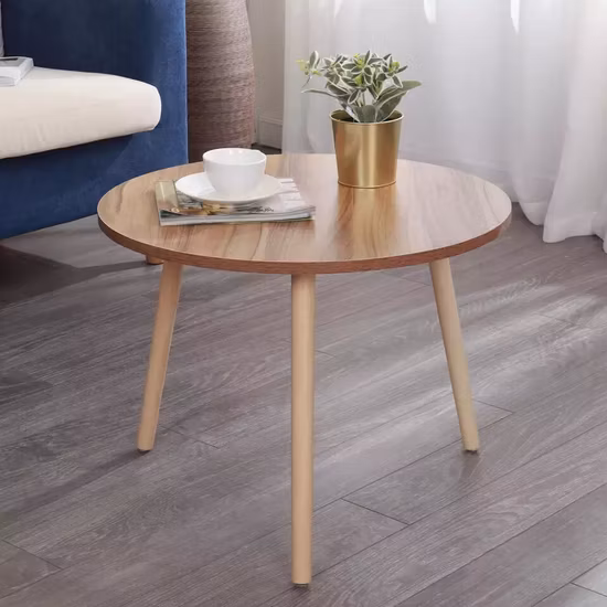 Moderne runde Tee-Couchtische aus natürlicher massiver Eiche und Walnuss im Großhandel